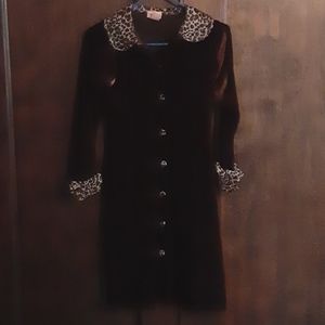 My Twinn: long sleeve cheetah and dark brown velour dress